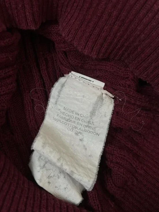 Vintage 2B Bebe Wine Red Knit Sweater Dress ⭐️ Off Shoulder fold over turtleneck - Picture 4 of 5